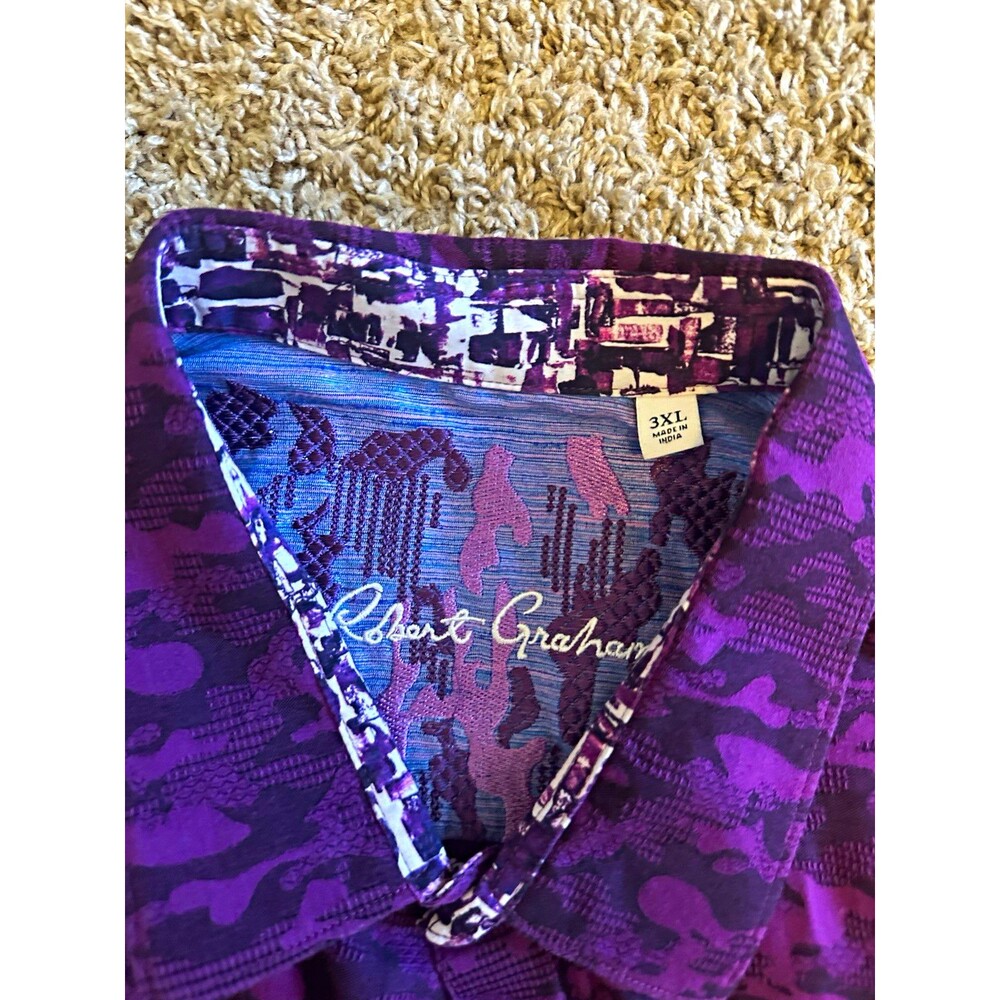 Robert Graham Men’s 3XL Purple Camo Woven Long Sleeve Button-Up Shirt